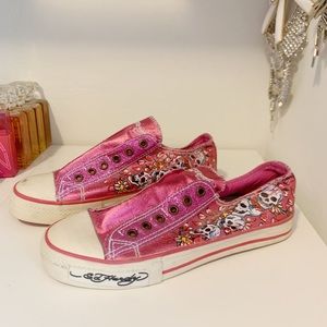 Ed Hardy pink sneakers